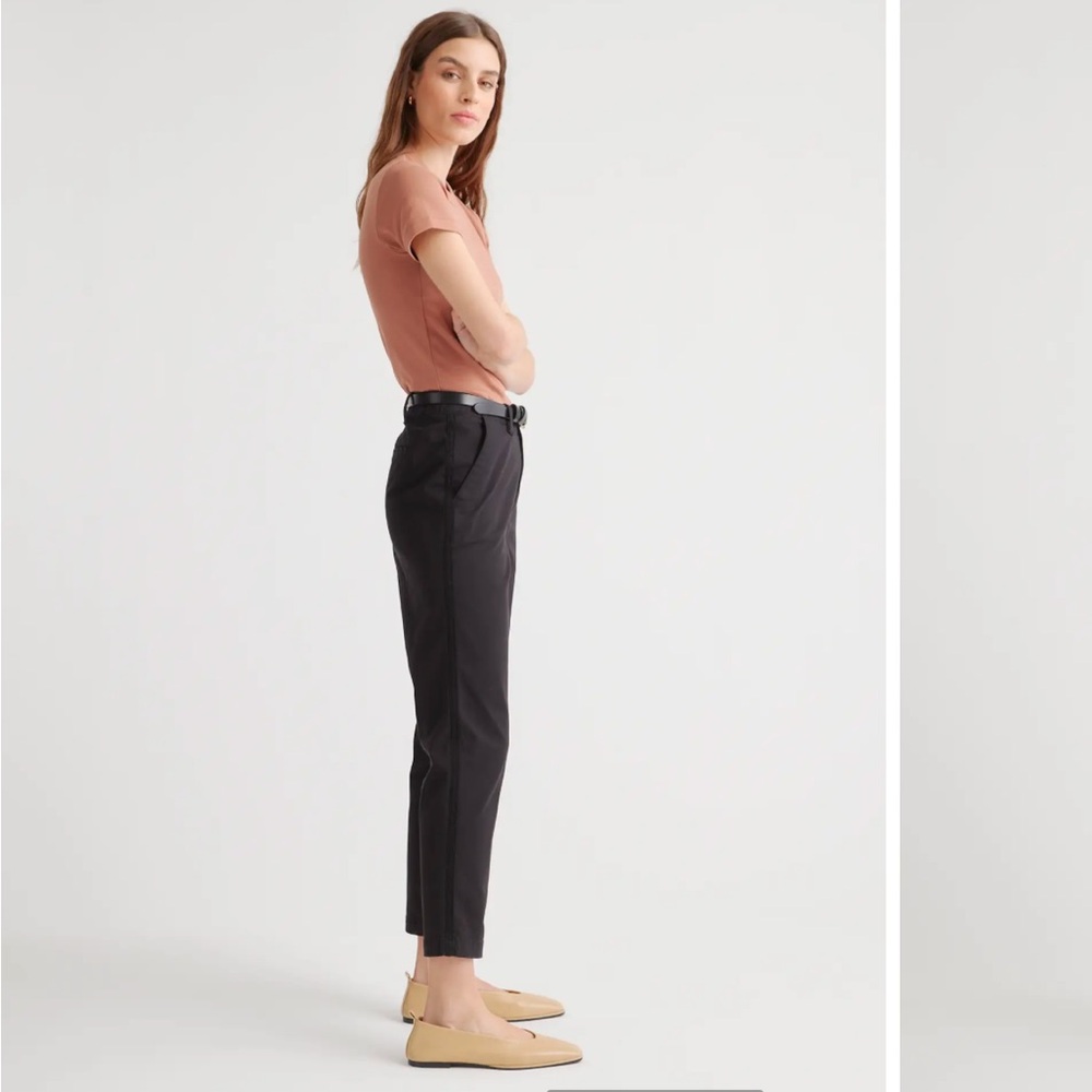 QUINCE WOMEN STRETCH COTTON‎ TWILL GIRLFRIEND BLACK CROPPED CHINO PANTS CORPCORE